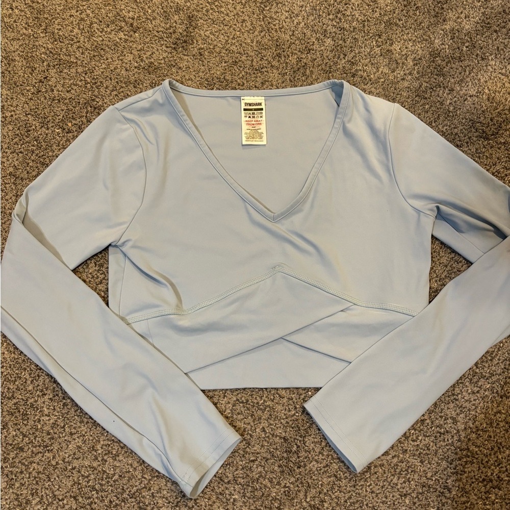 Gymshark Sky Blue V-Neck Crop Top